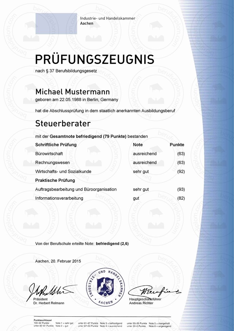 Professionelle Prüfungszeugnisse​