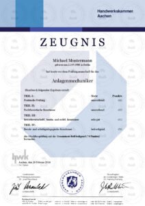 Professionelle HWK Zeugnis​