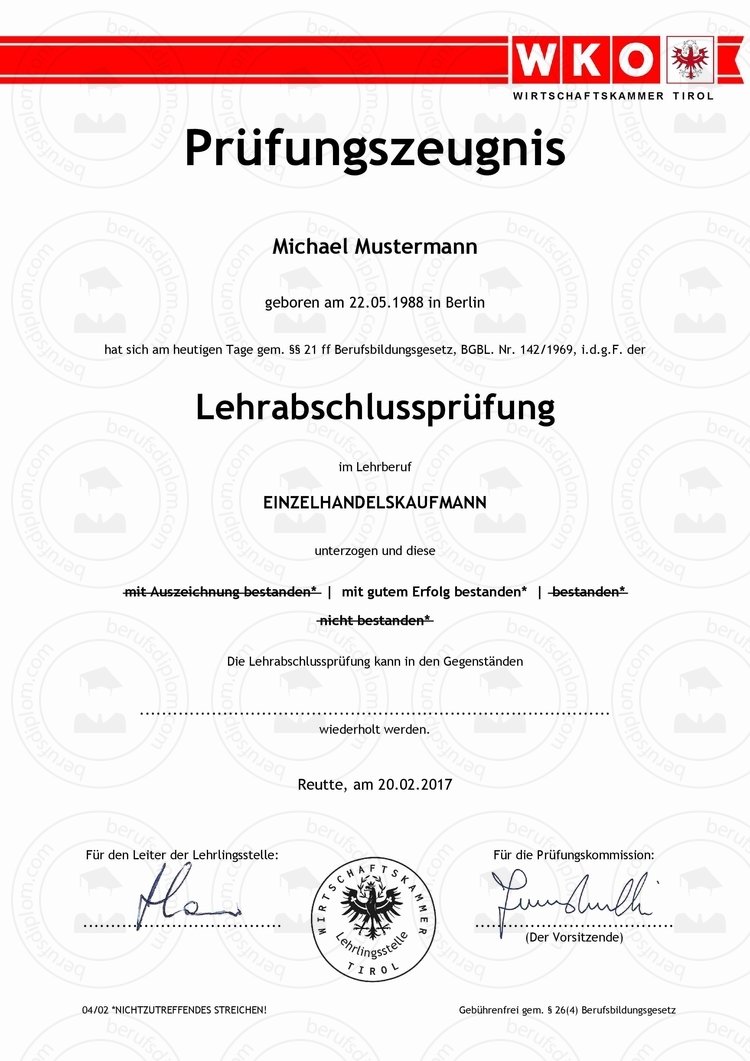 wko pruefungszeugnis